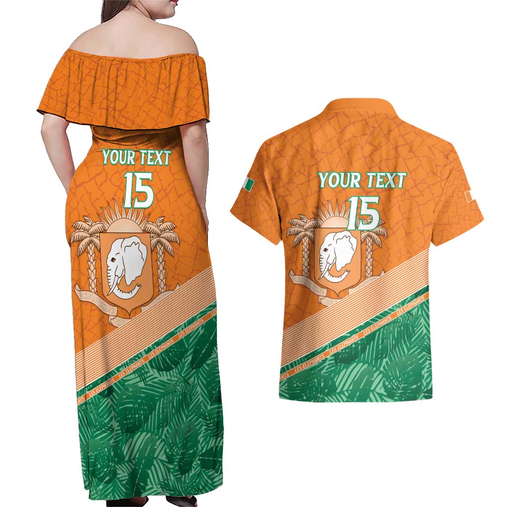 Ivory Coast Rugby Custom Couples Matching Off Shoulder Maxi Dress and Hawaiian Shirt Allez Les Elephants