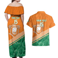 Ivory Coast Rugby Custom Couples Matching Off Shoulder Maxi Dress and Hawaiian Shirt Allez Les Elephants