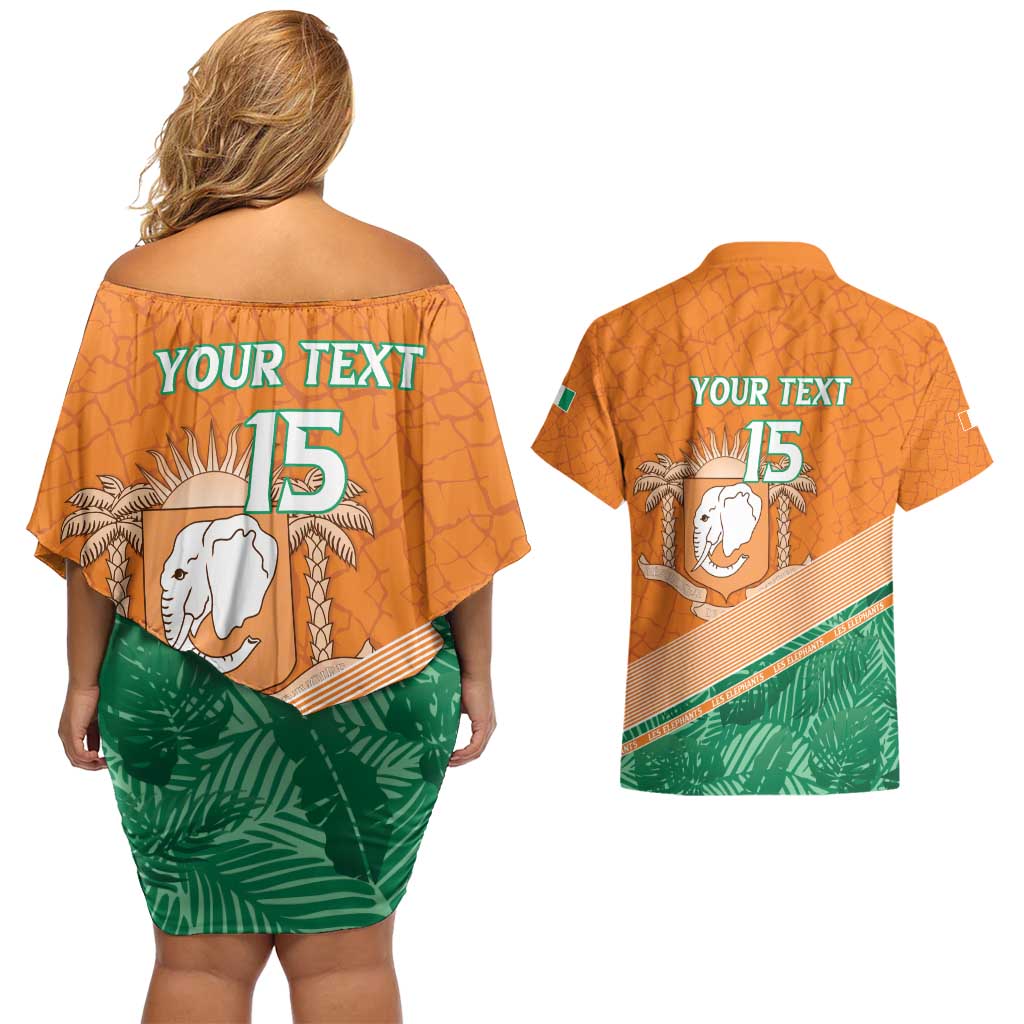 Ivory Coast Rugby Custom Couples Matching Off Shoulder Short Dress and Hawaiian Shirt Allez Les Elephants