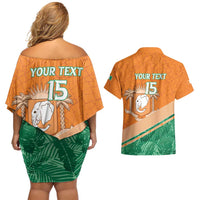 Ivory Coast Rugby Custom Couples Matching Off Shoulder Short Dress and Hawaiian Shirt Allez Les Elephants