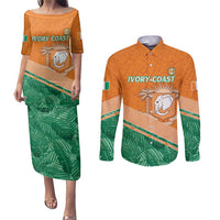Ivory Coast Rugby Custom Couples Matching Puletasi and Long Sleeve Button Shirt Allez Les Elephants