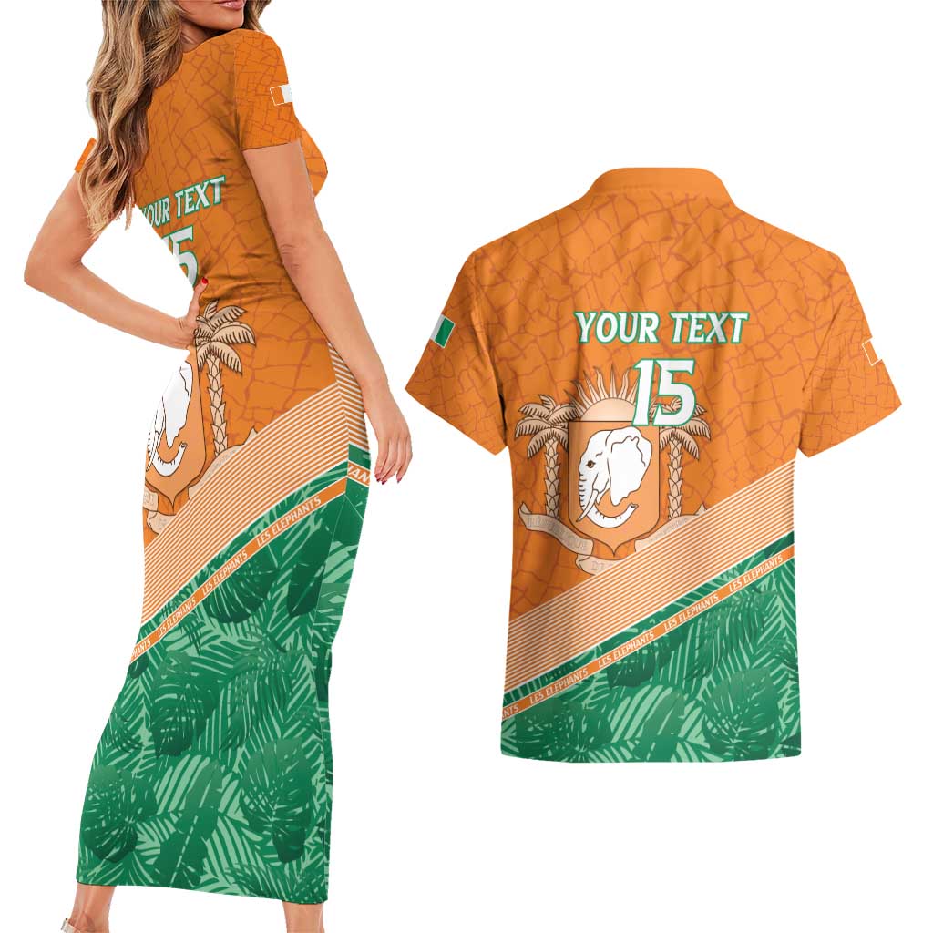 Ivory Coast Rugby Custom Couples Matching Short Sleeve Bodycon Dress and Hawaiian Shirt Allez Les Elephants