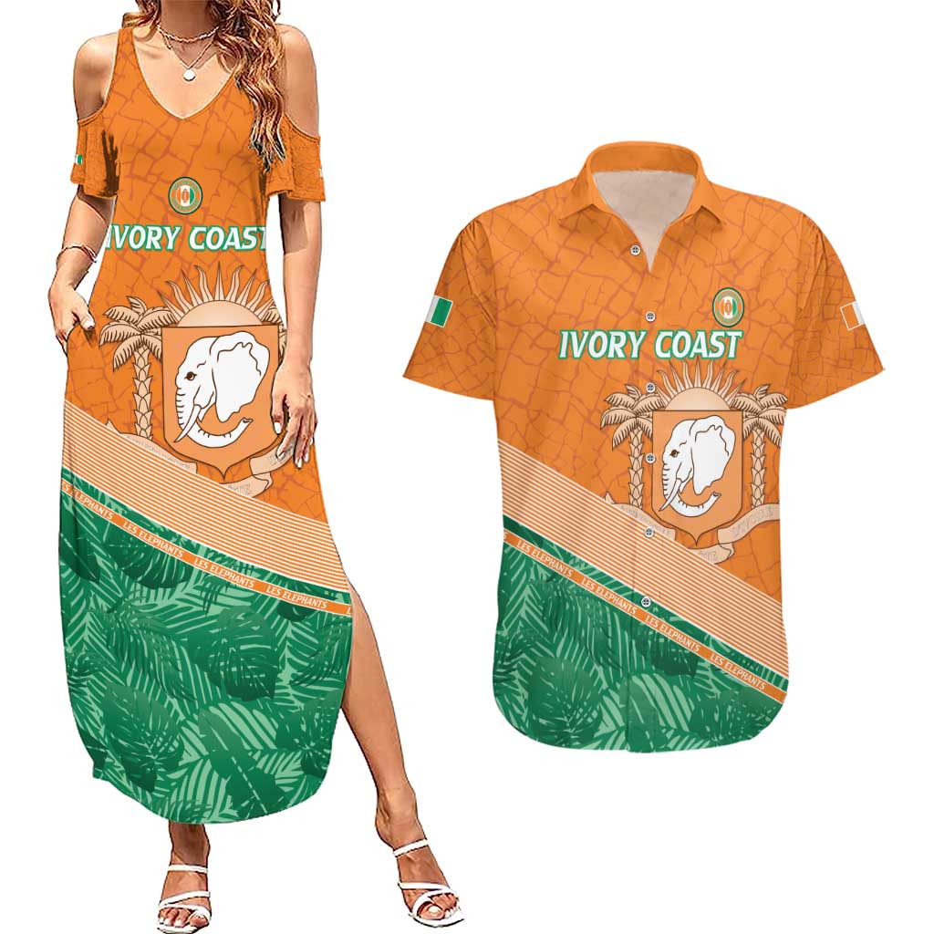 Ivory Coast Rugby Custom Couples Matching Summer Maxi Dress and Hawaiian Shirt Allez Les Elephants