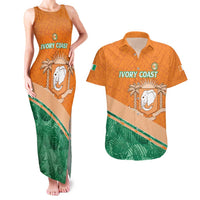 Ivory Coast Rugby Custom Couples Matching Tank Maxi Dress and Hawaiian Shirt Allez Les Elephants