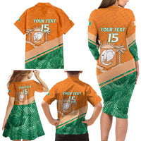 Ivory Coast Rugby Custom Family Matching Long Sleeve Bodycon Dress and Hawaiian Shirt Allez Les Elephants