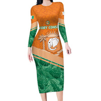 Ivory Coast Rugby Custom Family Matching Long Sleeve Bodycon Dress and Hawaiian Shirt Allez Les Elephants