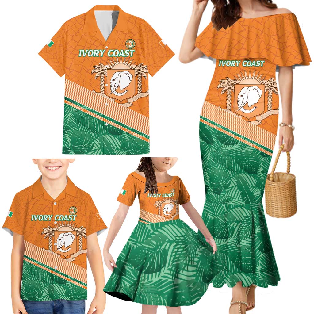 Ivory Coast Rugby Custom Family Matching Mermaid Dress and Hawaiian Shirt Allez Les Elephants