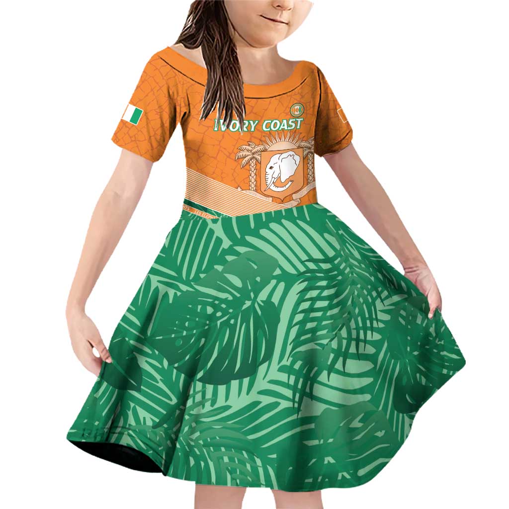 Ivory Coast Rugby Custom Family Matching Off Shoulder Short Dress and Hawaiian Shirt Allez Les Elephants