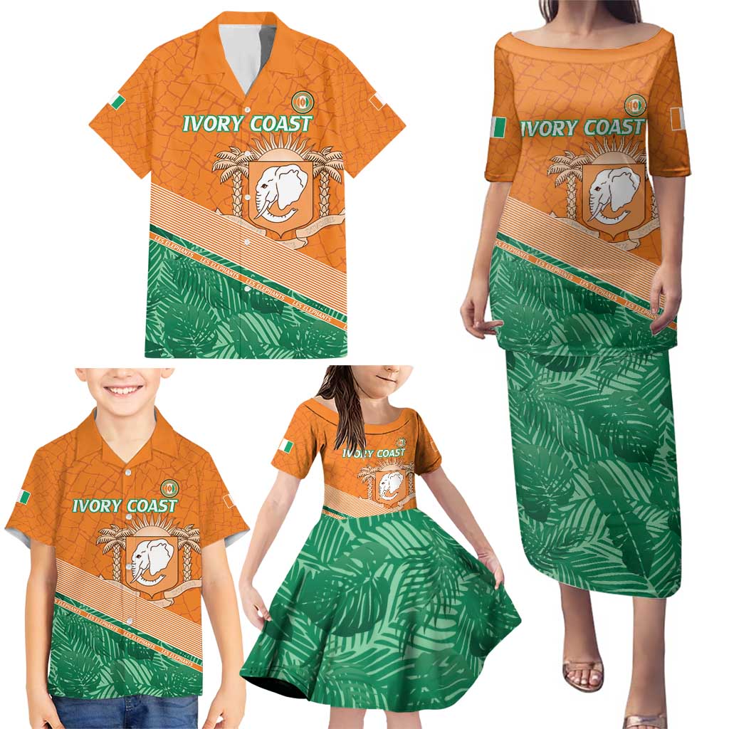 Ivory Coast Rugby Custom Family Matching Puletasi and Hawaiian Shirt Allez Les Elephants
