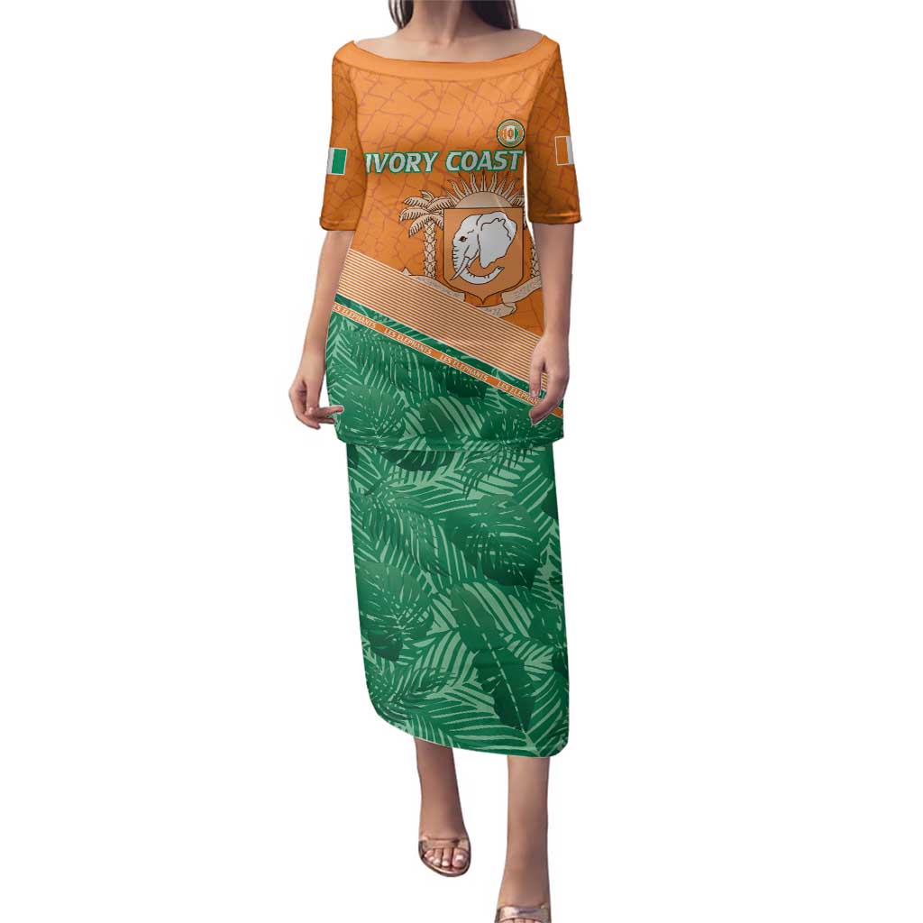 Ivory Coast Rugby Custom Family Matching Puletasi and Hawaiian Shirt Allez Les Elephants