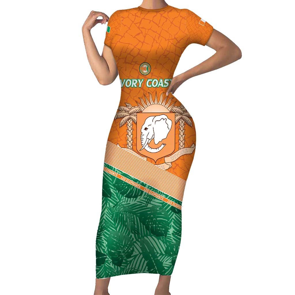 Ivory Coast Rugby Custom Family Matching Short Sleeve Bodycon Dress and Hawaiian Shirt Allez Les Elephants
