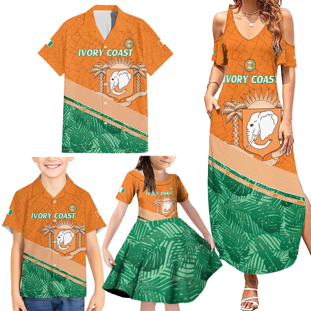 Ivory Coast Rugby Custom Family Matching Summer Maxi Dress and Hawaiian Shirt Allez Les Elephants