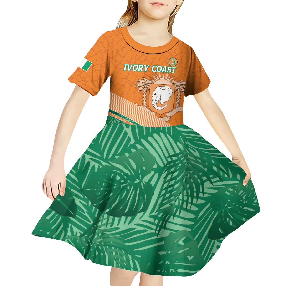 Ivory Coast Rugby Custom Kid Short Sleeve Dress Allez Les Elephants
