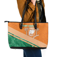 Ivory Coast Rugby Custom Leather Tote Bag Allez Les Elephants
