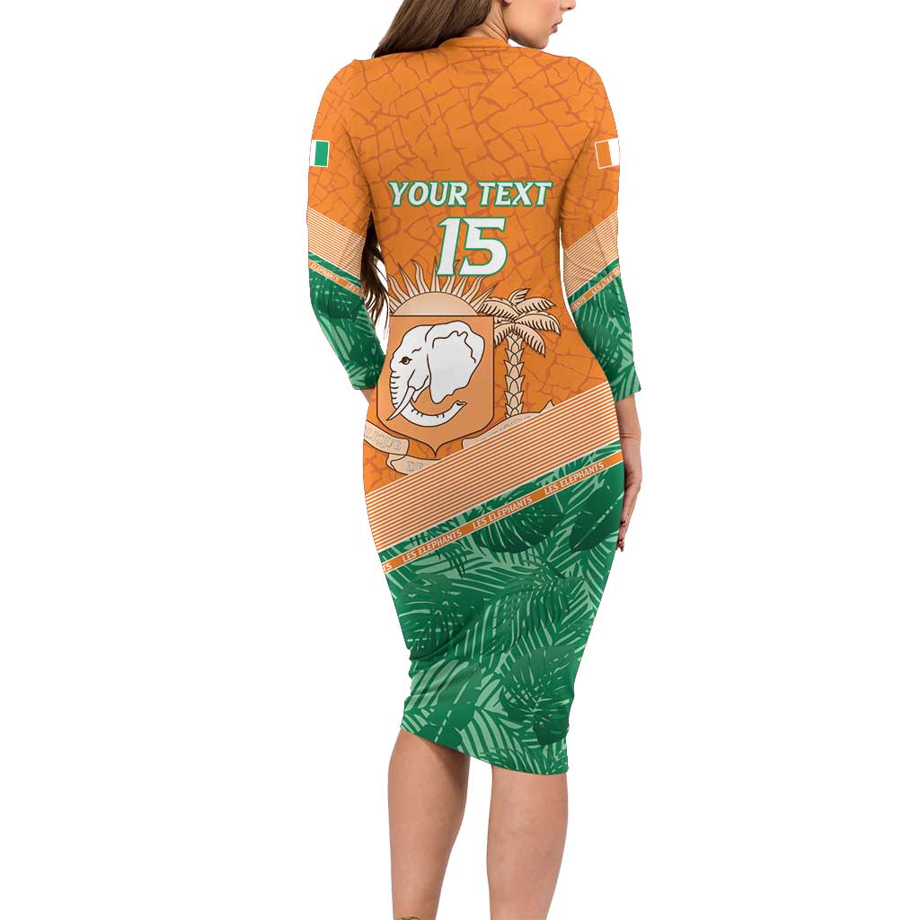 Ivory Coast Rugby Custom Long Sleeve Bodycon Dress Allez Les Elephants