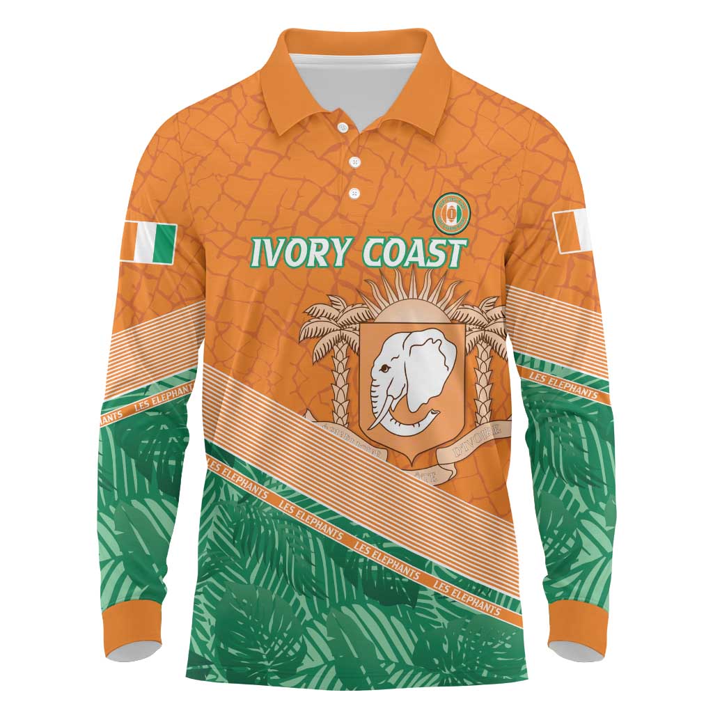 Ivory Coast Rugby Custom Long Sleeve Polo Shirt Allez Les Elephants