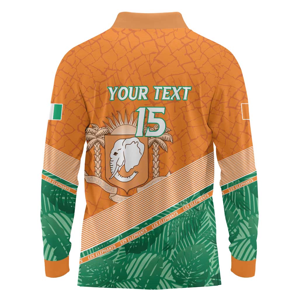 Ivory Coast Rugby Custom Long Sleeve Polo Shirt Allez Les Elephants