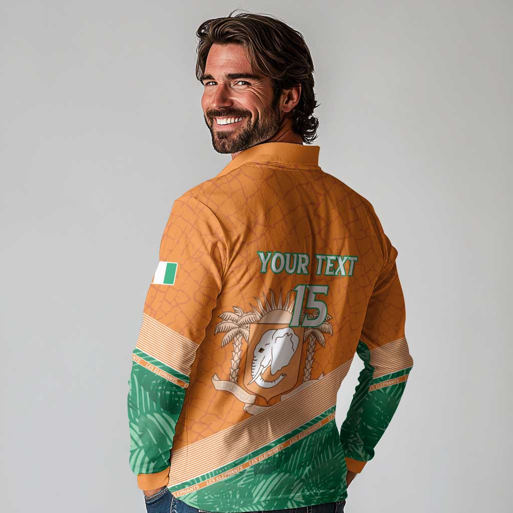 Ivory Coast Rugby Custom Long Sleeve Polo Shirt Allez Les Elephants