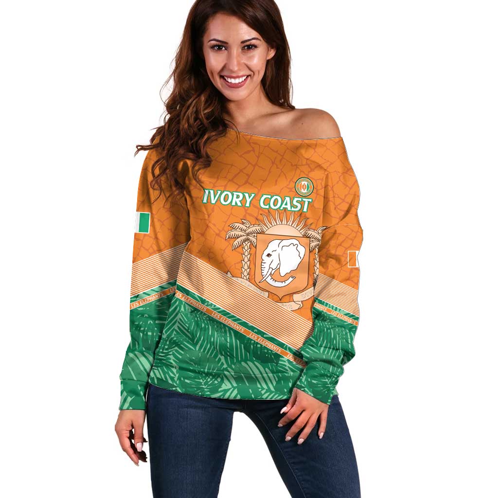 Ivory Coast Rugby Custom Off Shoulder Sweater Allez Les Elephants