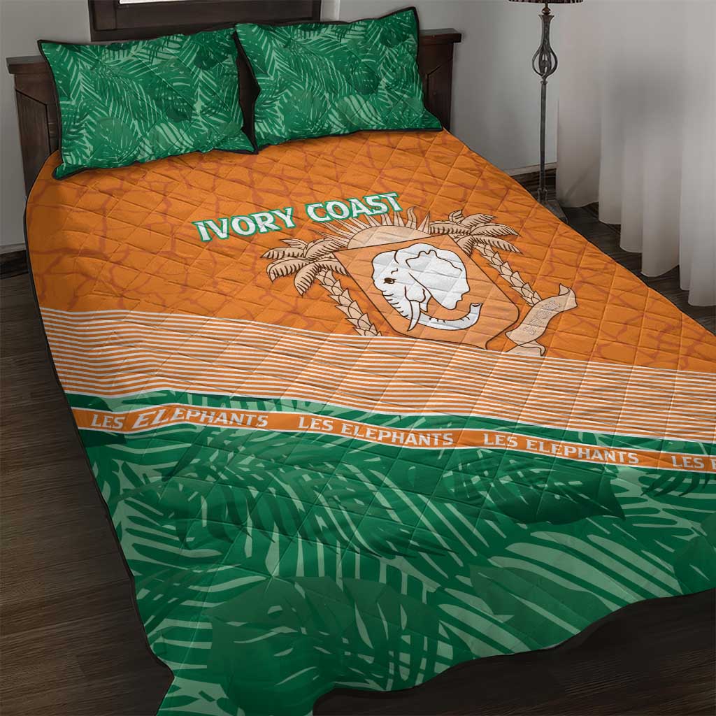 Ivory Coast Rugby Custom Quilt Bed Set Allez Les Elephants