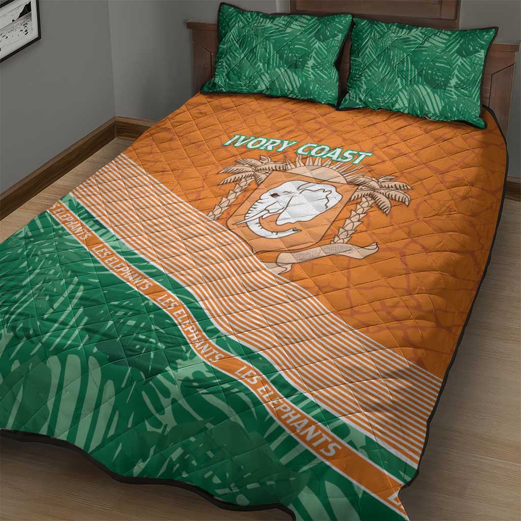 Ivory Coast Rugby Custom Quilt Bed Set Allez Les Elephants