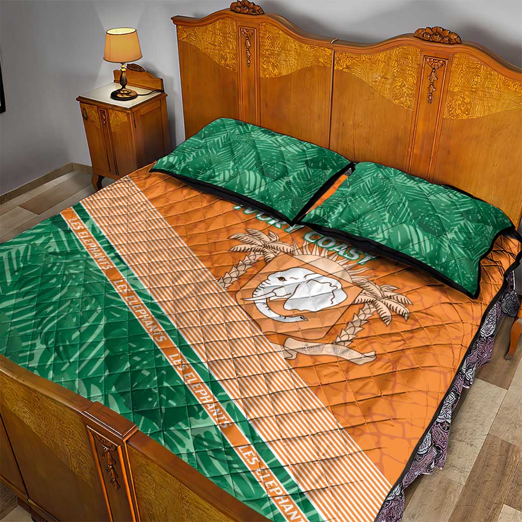 Ivory Coast Rugby Custom Quilt Bed Set Allez Les Elephants