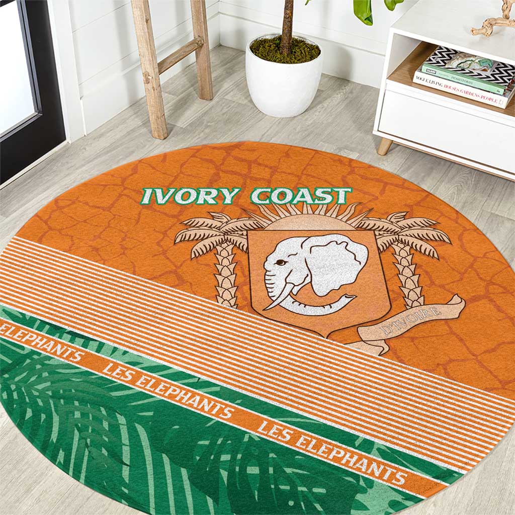 Ivory Coast Rugby Custom Round Carpet Allez Les Elephants