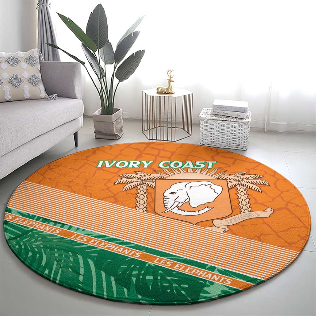 Ivory Coast Rugby Custom Round Carpet Allez Les Elephants