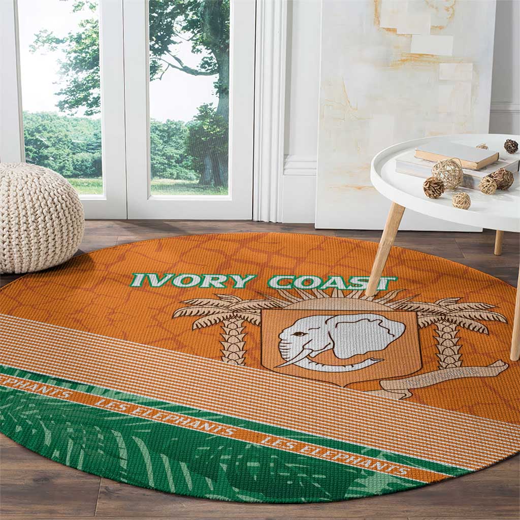 Ivory Coast Rugby Custom Round Carpet Allez Les Elephants