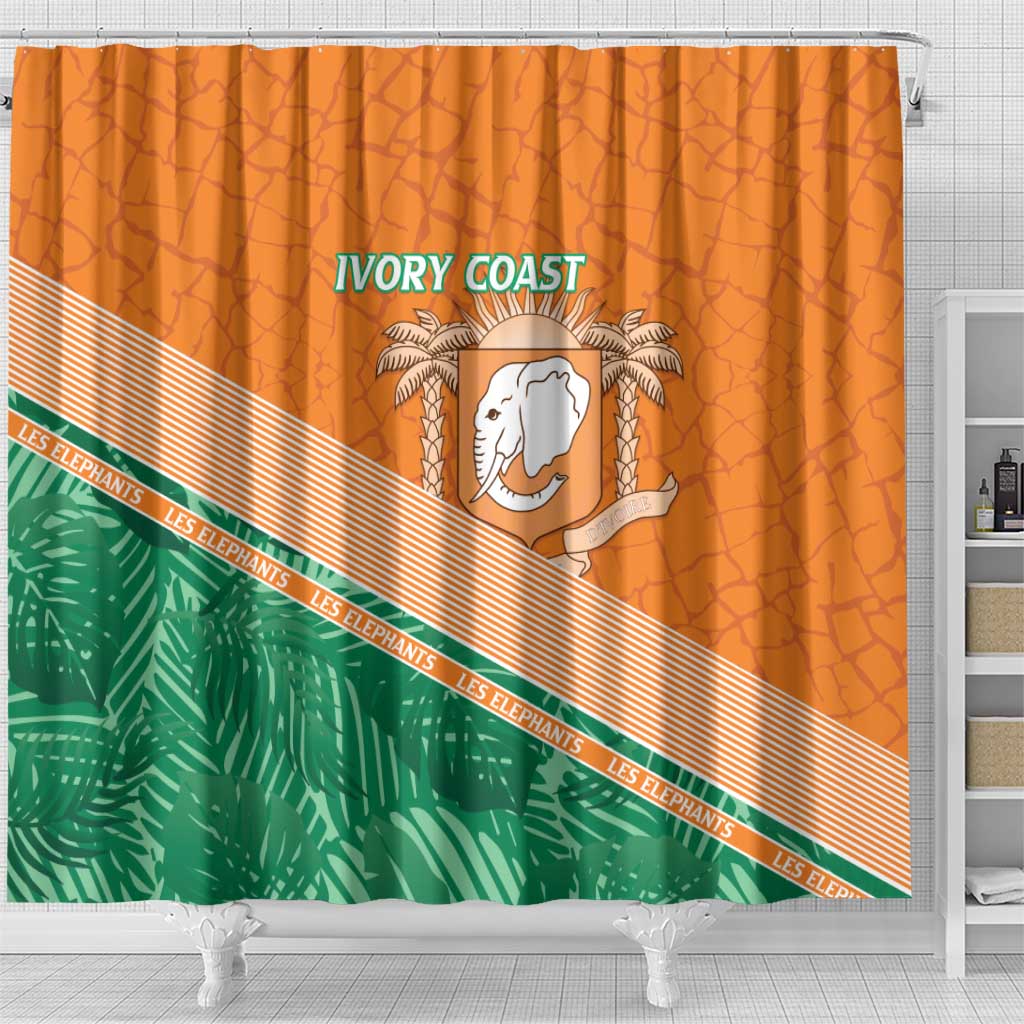 Ivory Coast Rugby Custom Shower Curtain Allez Les Elephants