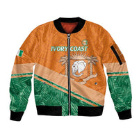 Ivory Coast Rugby Custom Sleeve Zip Bomber Jacket Allez Les Elephants