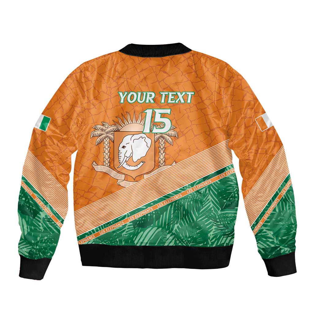 Ivory Coast Rugby Custom Sleeve Zip Bomber Jacket Allez Les Elephants