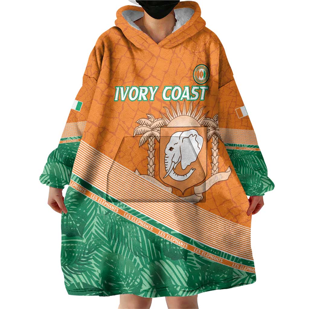 Ivory Coast Rugby Custom Wearable Blanket Hoodie Allez Les Elephants