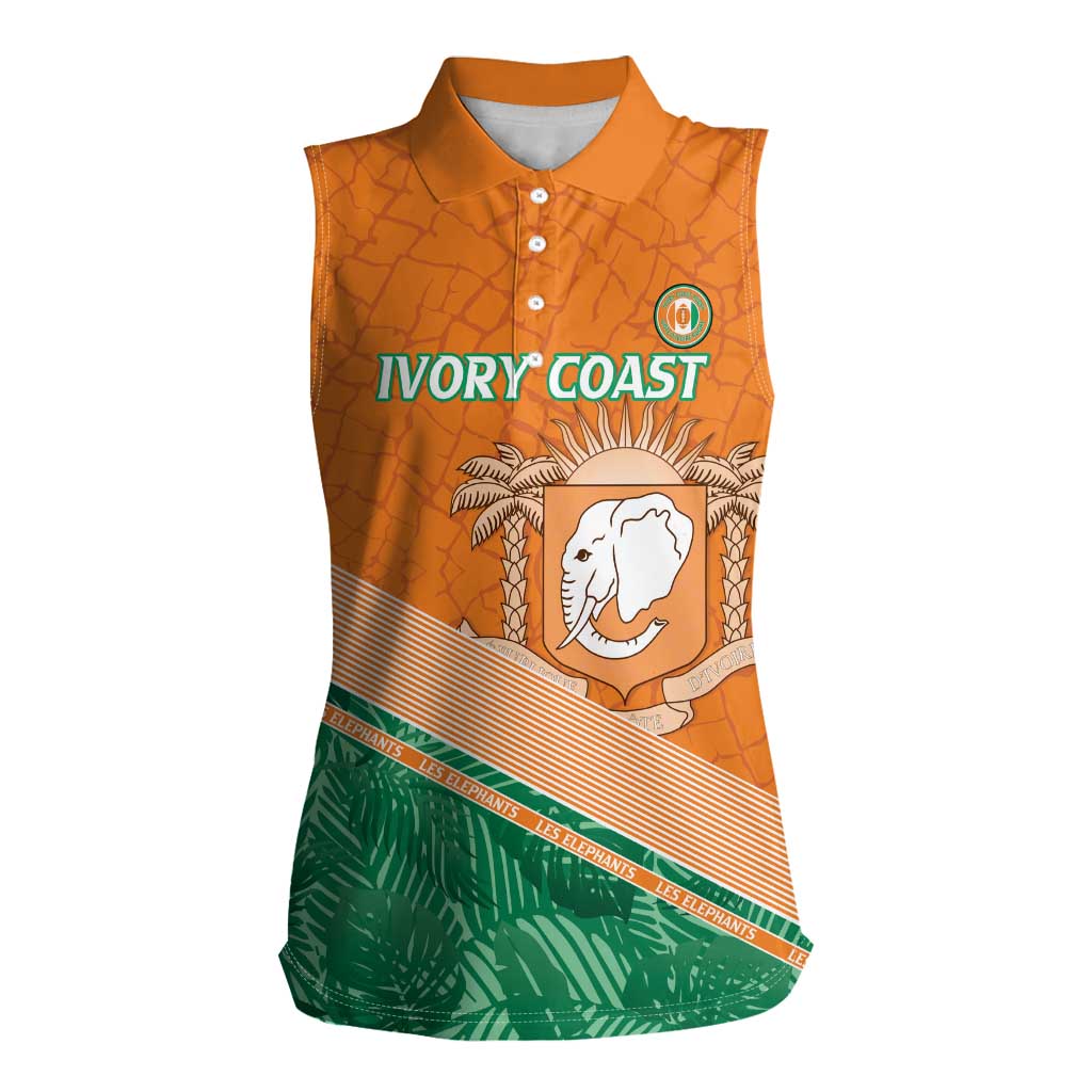 Ivory Coast Rugby Custom Women Sleeveless Polo Shirt Allez Les Elephants