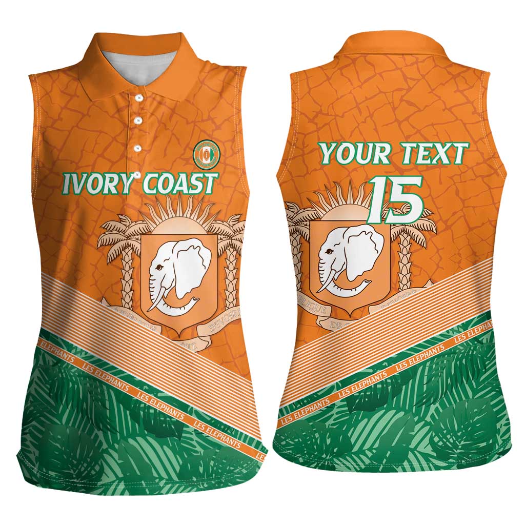Ivory Coast Rugby Custom Women Sleeveless Polo Shirt Allez Les Elephants