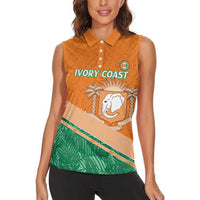 Ivory Coast Rugby Custom Women Sleeveless Polo Shirt Allez Les Elephants