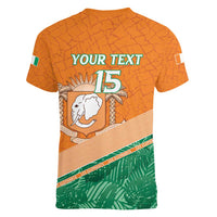 Ivory Coast Rugby Custom Women V-Neck T-Shirt Allez Les Elephants