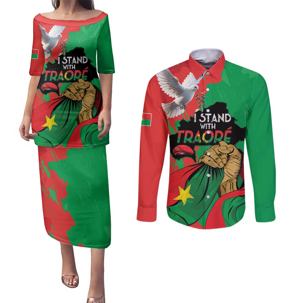 Traore Burkina Faso Couples Matching Puletasi and Long Sleeve Button Shirt I Stand With Traore