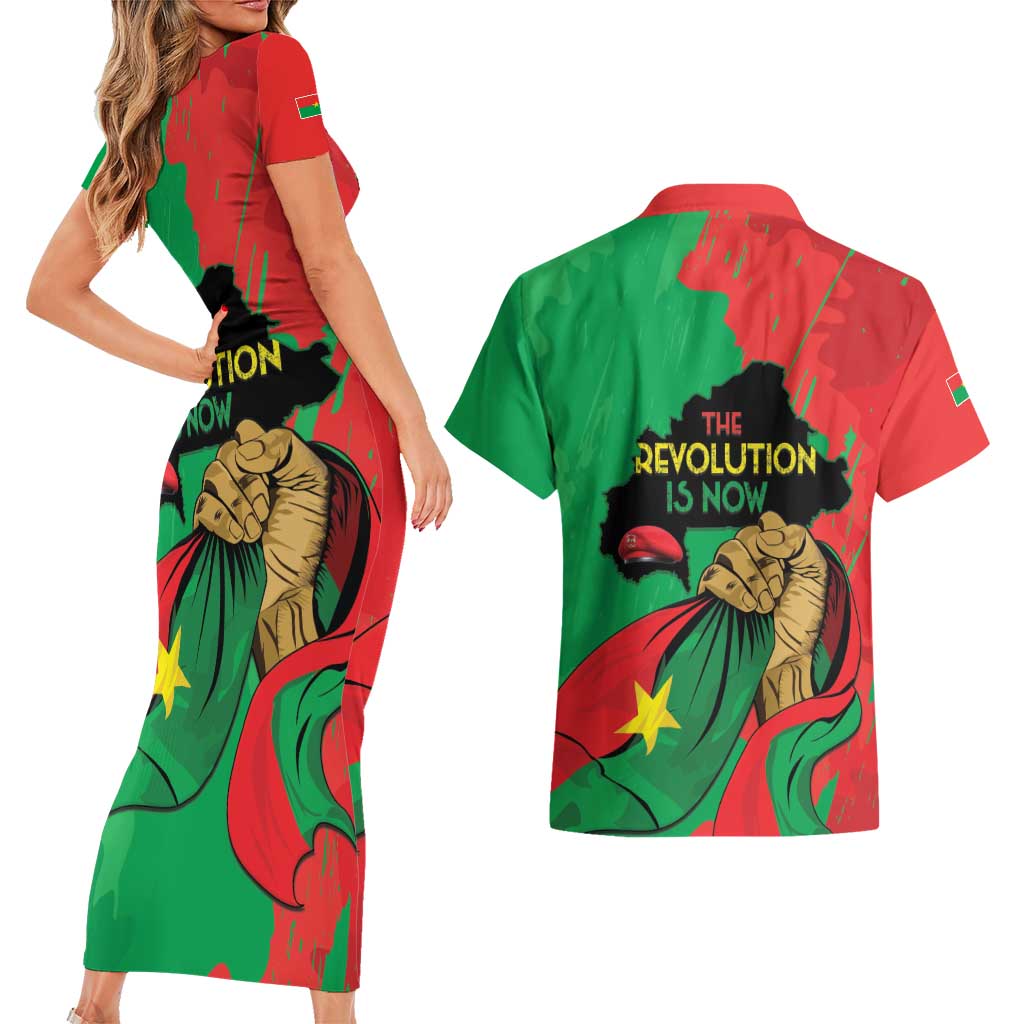 Traore Burkina Faso Couples Matching Short Sleeve Bodycon Dress and Hawaiian Shirt I Stand With Traore