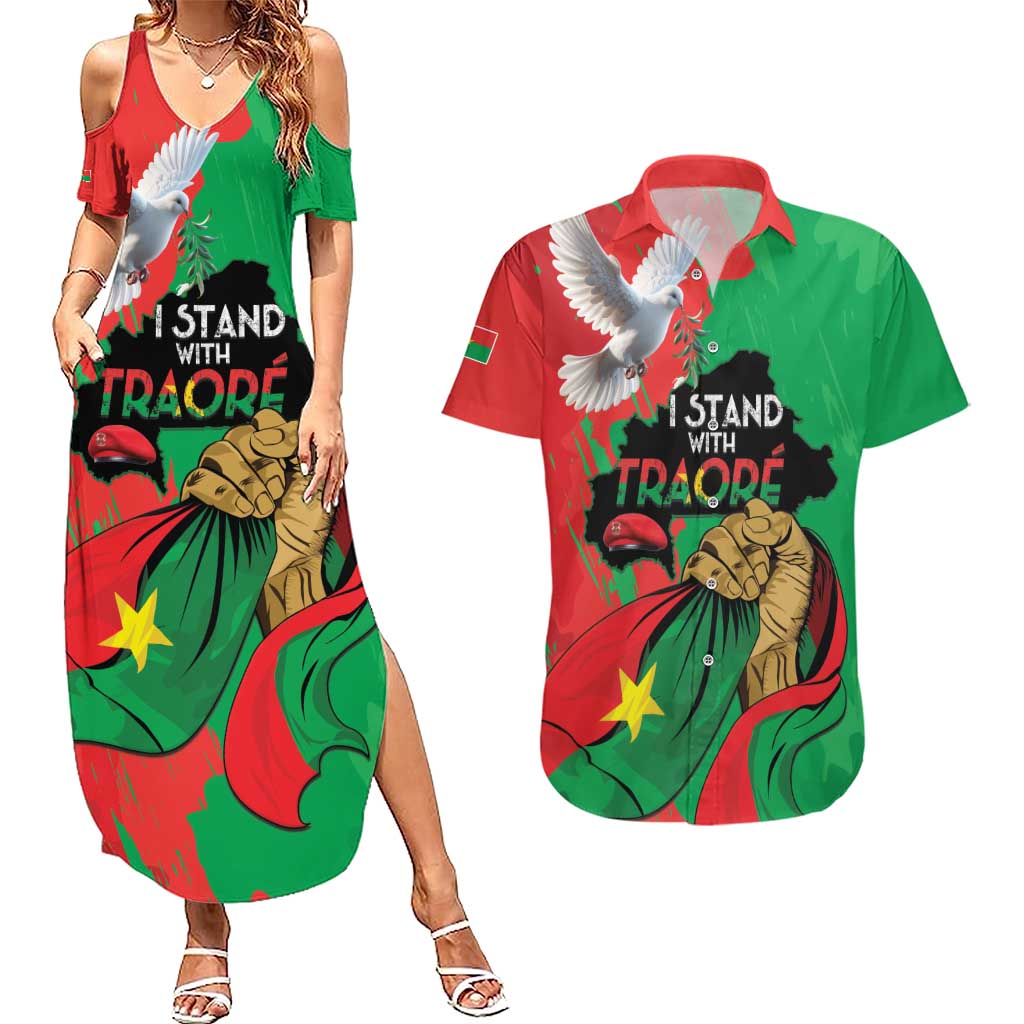 Traore Burkina Faso Couples Matching Summer Maxi Dress and Hawaiian Shirt I Stand With Traore