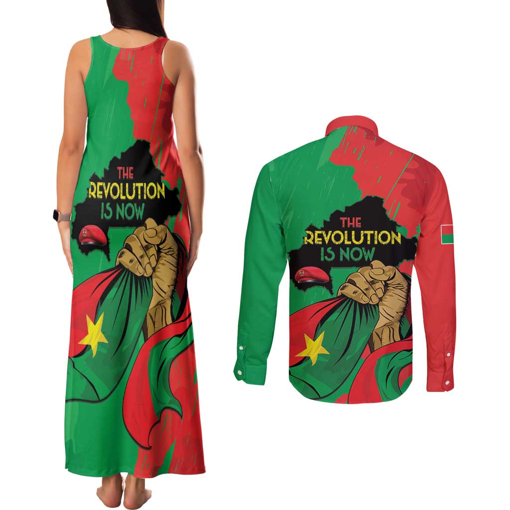 Traore Burkina Faso Couples Matching Tank Maxi Dress and Long Sleeve Button Shirt I Stand With Traore