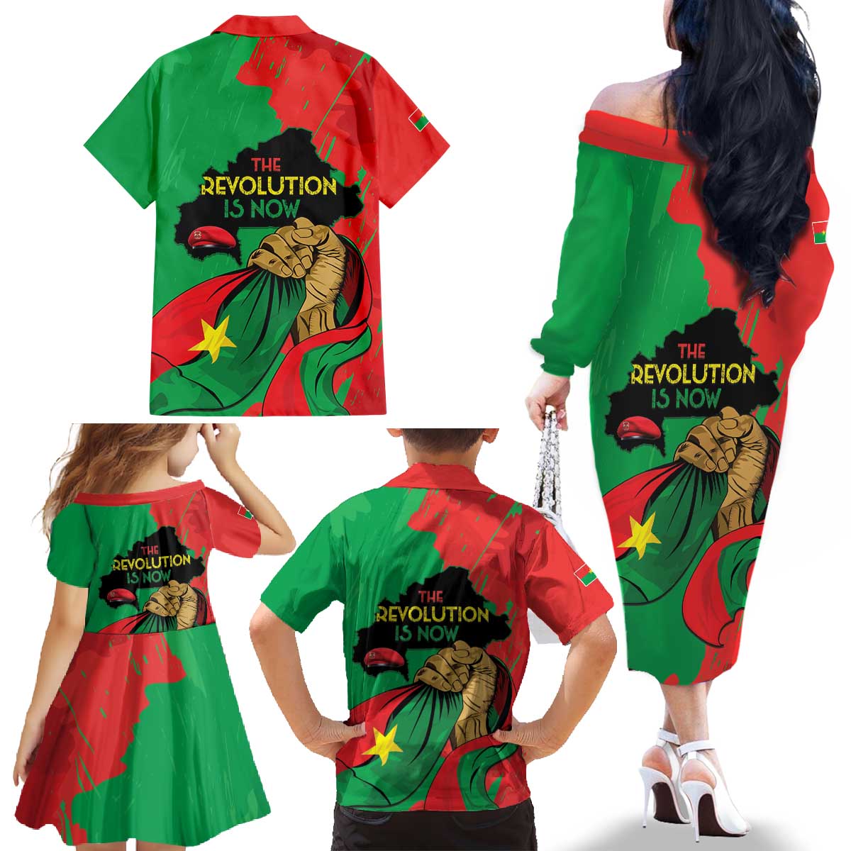 Traore Burkina Faso Family Matching Off The Shoulder Long Sleeve Dress and Hawaiian Shirt I Stand With Traore