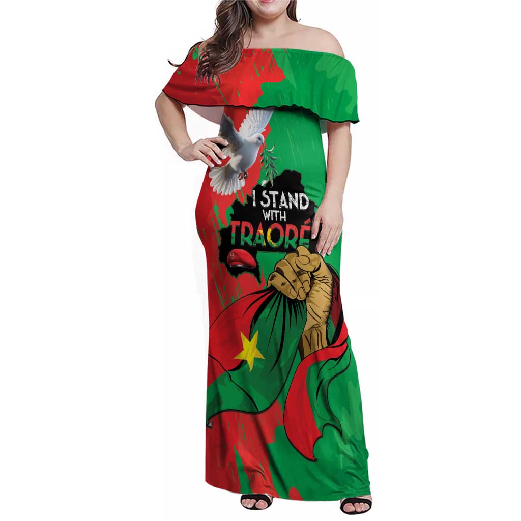 Traore Burkina Faso Family Matching Off Shoulder Maxi Dress and Hawaiian Shirt I Stand With Traore