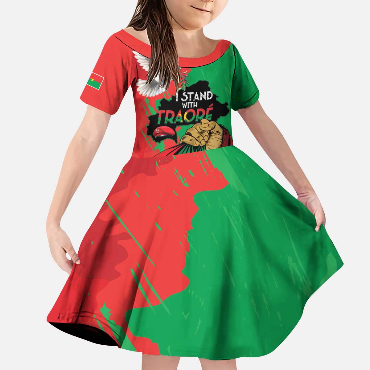 Traore Burkina Faso Kid Short Sleeve Dress I Stand With Traore