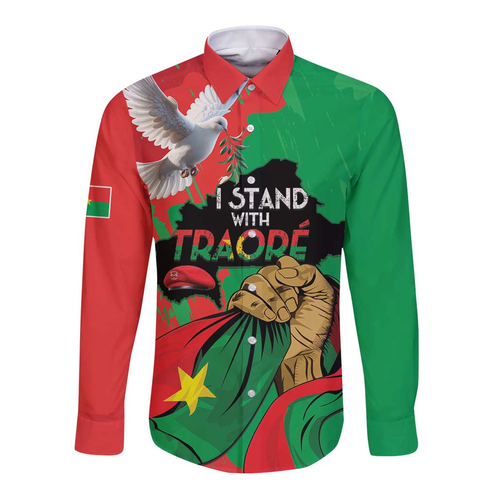 Traore Burkina Faso Long Sleeve Button Shirt I Stand With Traore