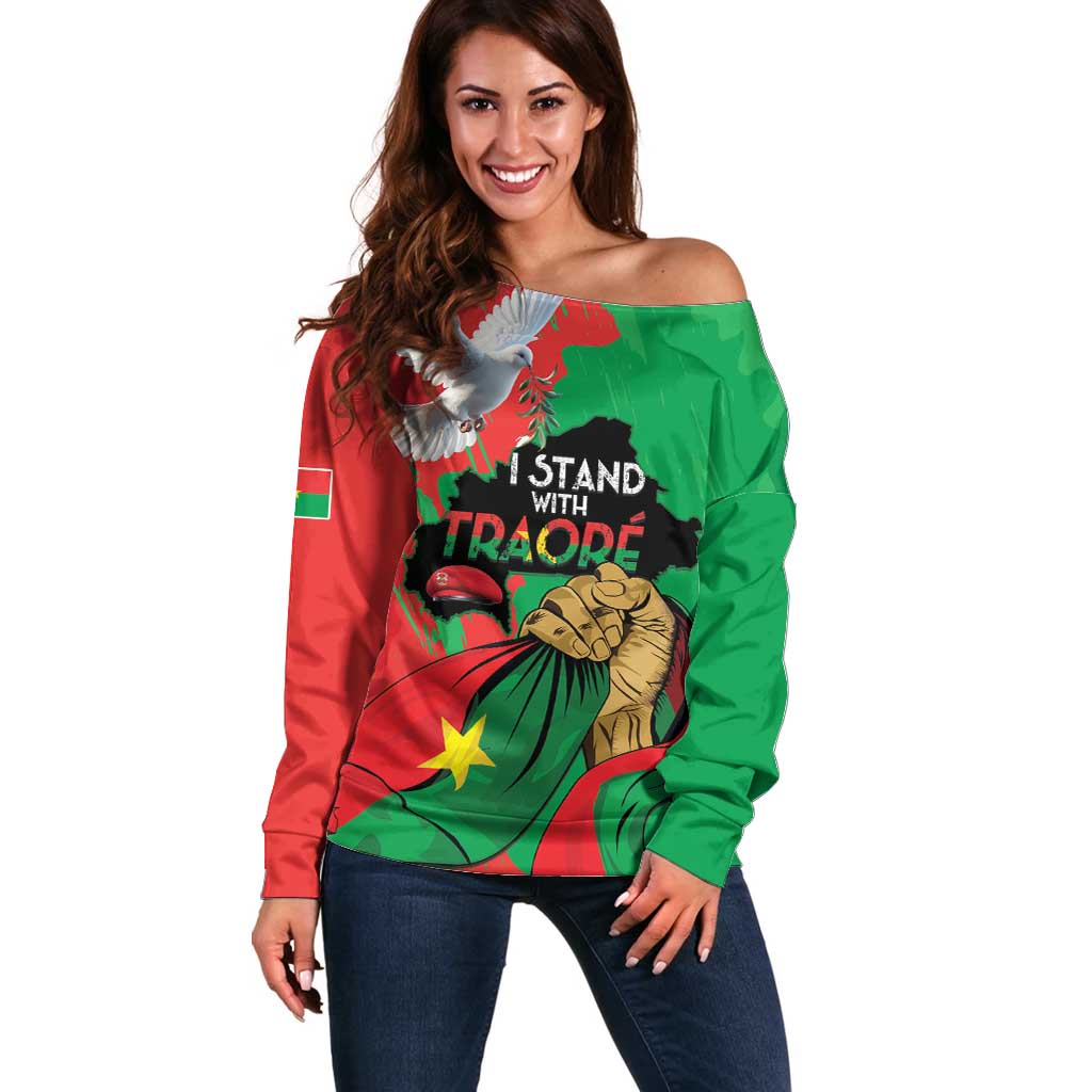 Traore Burkina Faso Off Shoulder Sweater I Stand With Traore