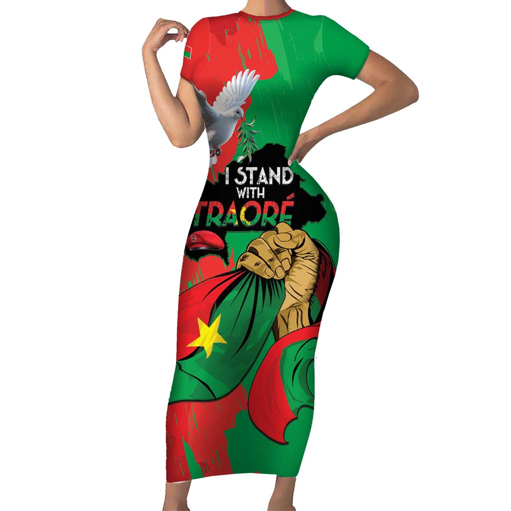 Traore Burkina Faso Short Sleeve Bodycon Dress I Stand With Traore
