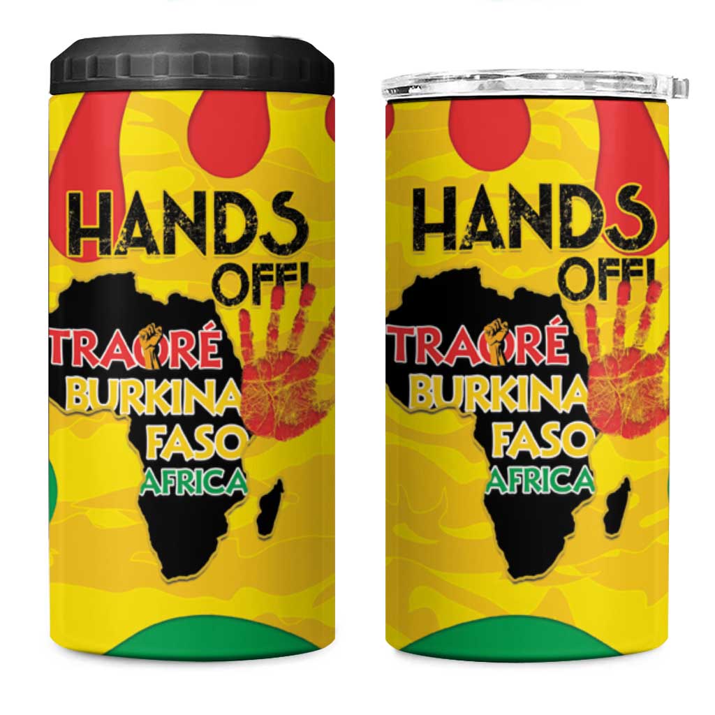 Hands Off Traore Burkina Faso Africa 4 in 1 Can Cooler Tumbler