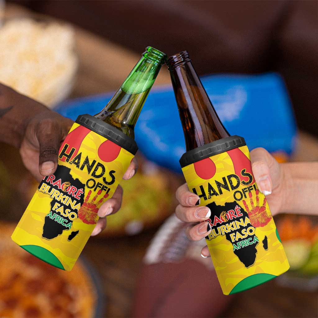 Hands Off Traore Burkina Faso Africa 4 in 1 Can Cooler Tumbler