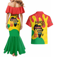 Hands Off Traore Burkina Faso Africa Couples Matching Mermaid Dress and Hawaiian Shirt